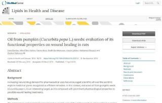 Screenshot Öl aus Kürbissamen (Cucurbita pepo L.): Bewertung seiner funktionellen Eigenschaften bei der Wundheilung bei Ratten